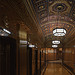 The ornate bank of elevators at 200 Madison Ave.