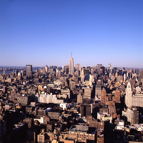 Manhattan aerial view looking southeast to northwest