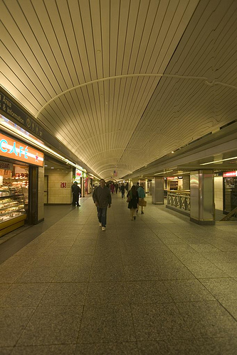 The walkway inside Penn Station